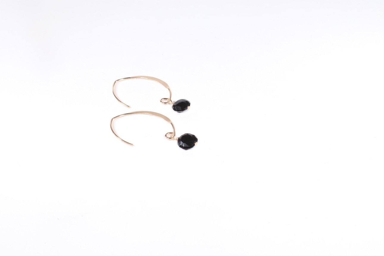 JK Designs Black Spinel Hook Earrings