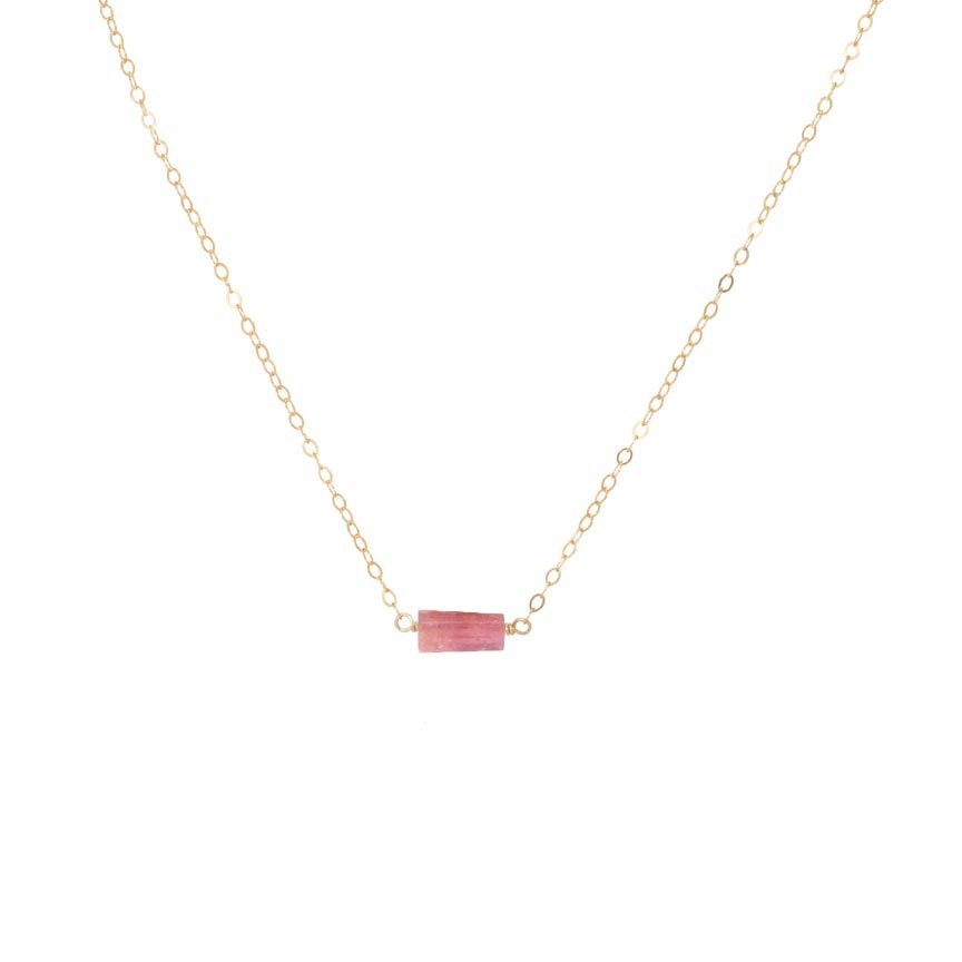 JK Designs Elongated Pink Tourmaline Necklace