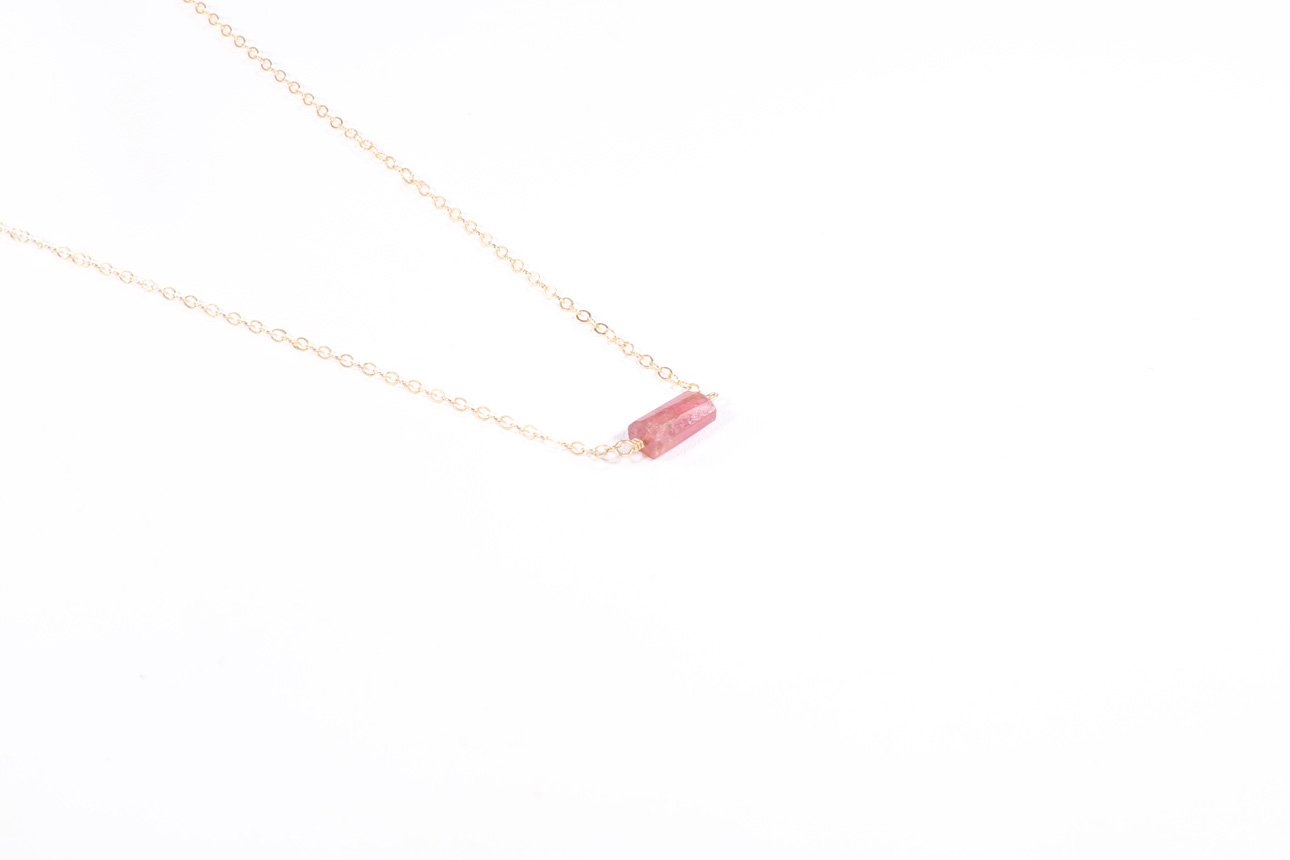 JK Designs Elongated Pink Tourmaline Necklace