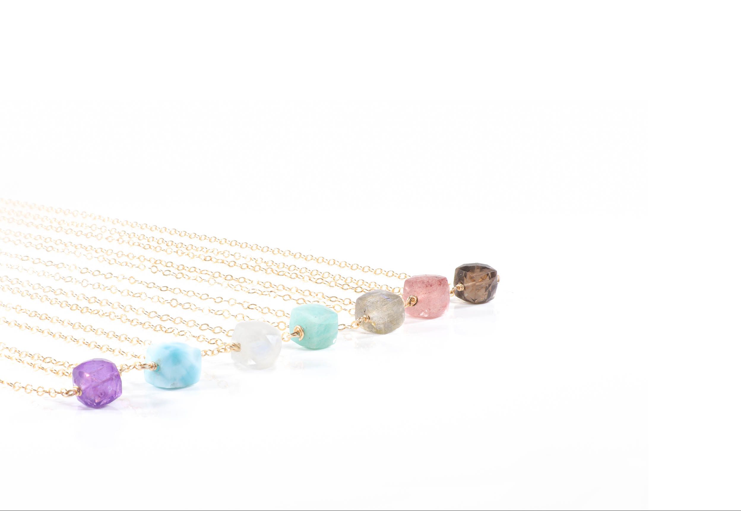 JK Designs Gemstone Cube Necklace